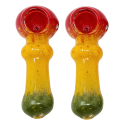 4" Frit Art Tri Color Hand Pipe (Pack of 2) - [ZD206]